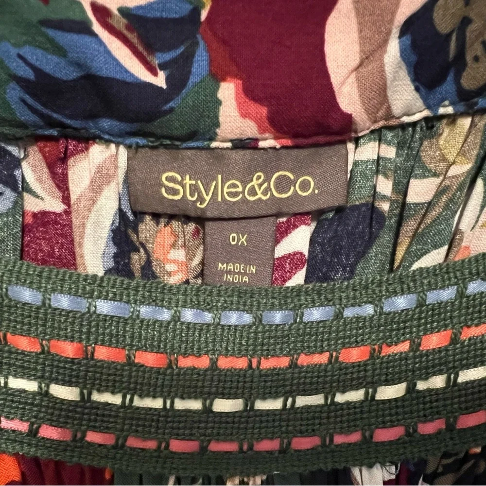 Style & Co for Macy’s Plus-Size Crochet-Trimmed Top in Bloom Green. NWT Perfect - Picture 7 of 16